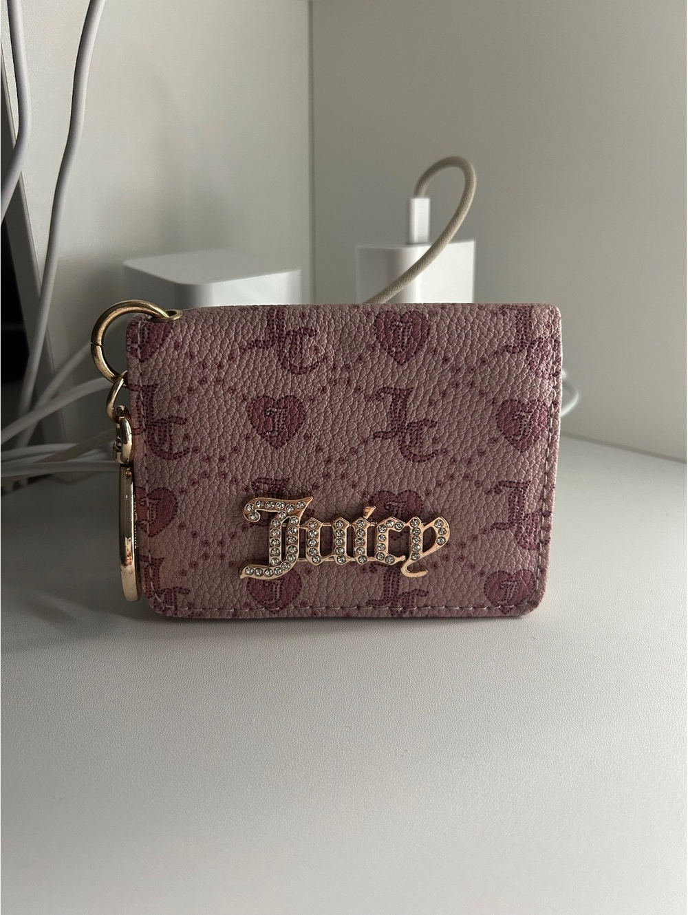 Juicy Couture Pink Monogram Wallet Keychain